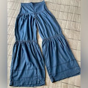 WOMANS SINCERELY JULES BLUE WIDE LEG BLOUSY BELL FLAIR BOHO PANTS SIZE XS
